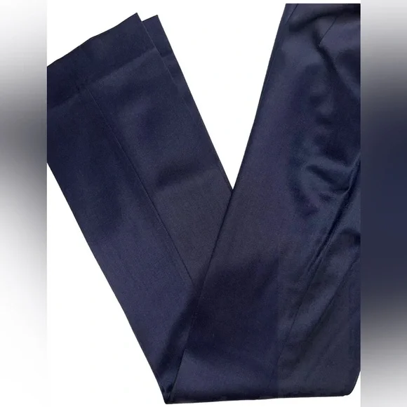 Oscar De La Renta Fine Wool Pants Sz 2/ S NEW Navy Blue Slate Straight Leg Dress